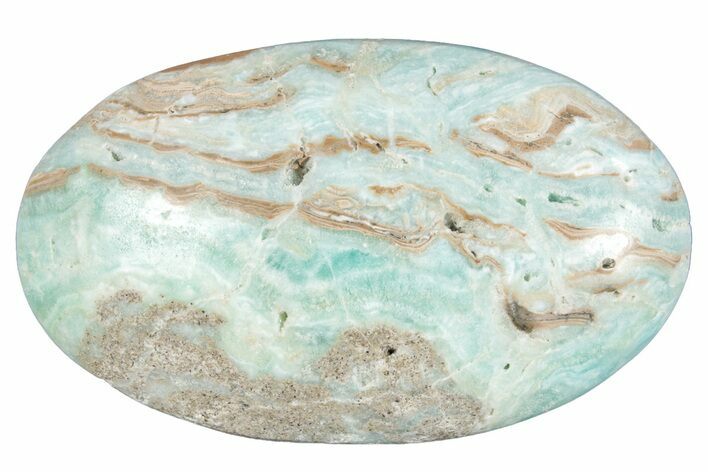 Polished Blue Caribbean Calcite Palm Stone #275583